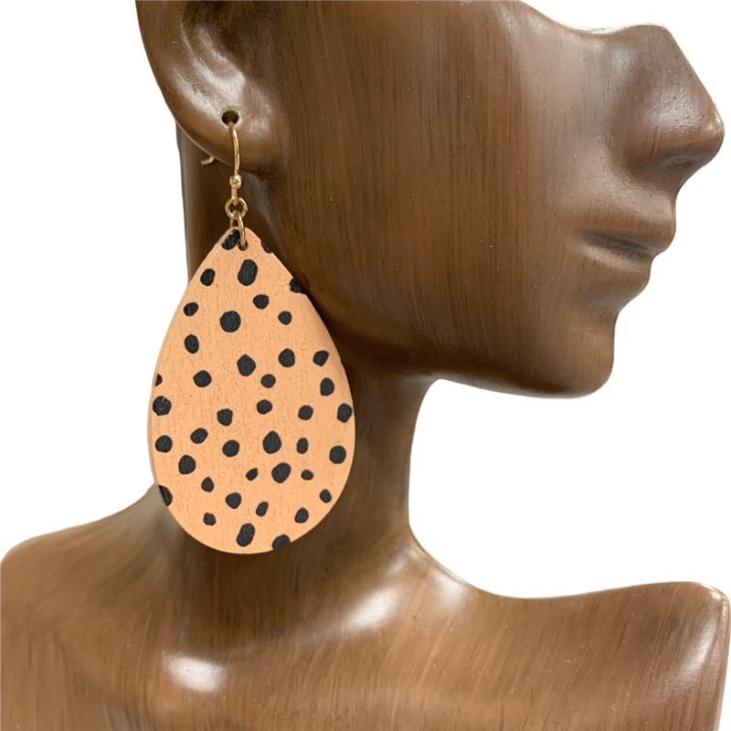 ME20107 TEARDROP WOODEN EARRINGS