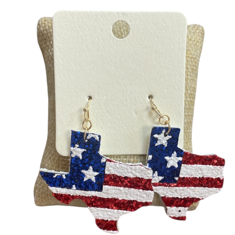 ME20271 GLITTER AMERICAN FLAG USA POST EARRINGS