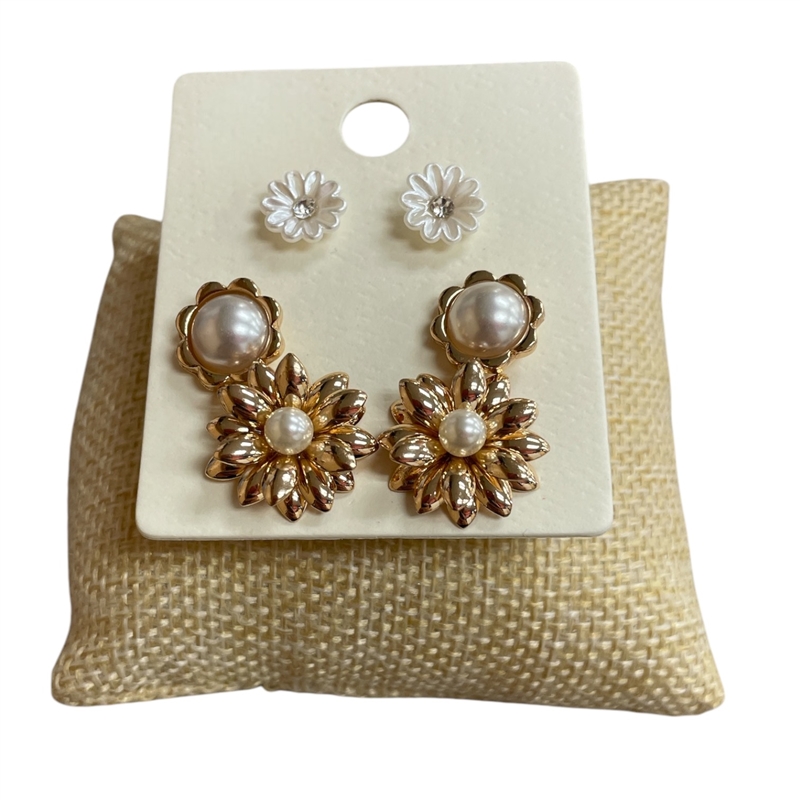 ME20629 FLOWER PEARL 3PCS SET EARRINGS
