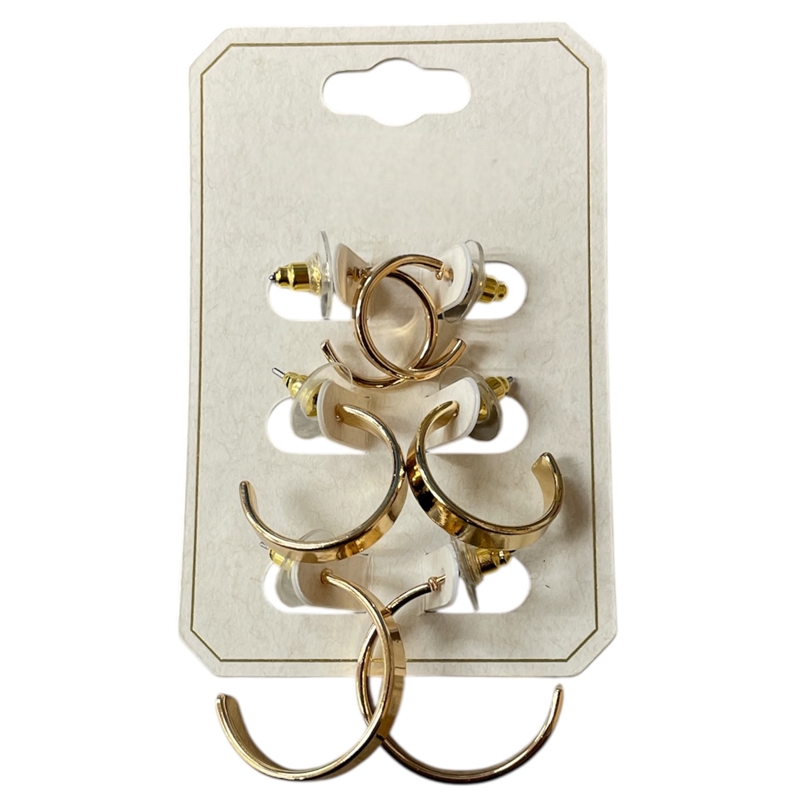 ME20699 PLAIN 3 PAIR SET SMALL HOOP EARRINGS