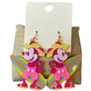 ME2079 PINK SURFING MOUSE ACRYLIC EARRINGS