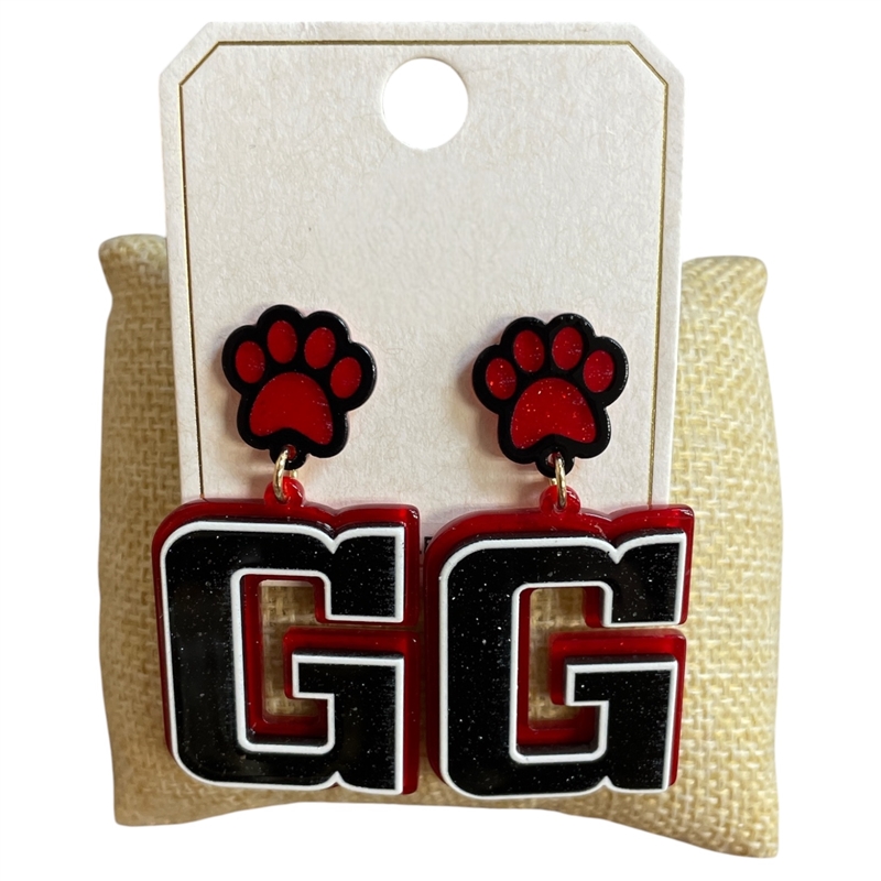 ME20842 "G" REED & BLACK ACRYLIC POST EARRINGS