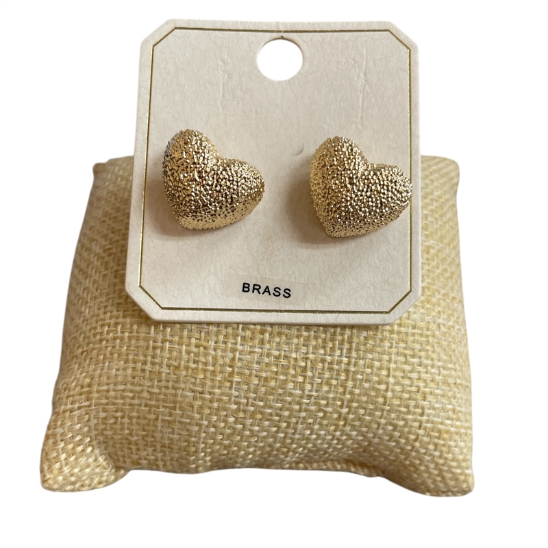 ME21116   GOLD  BUBBLE HEART LIGHTWEIGHT EARRINGS