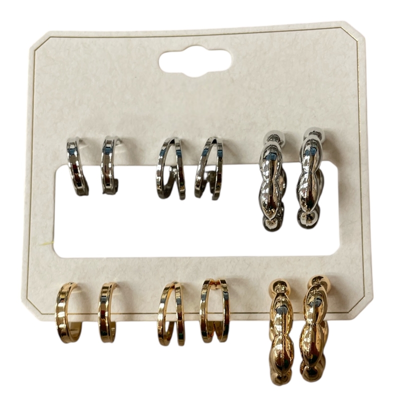 ME21217 SMALL MULTI 6 PAIR SET HOOP EARRINGS