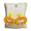 ME21225 ACRYLIC YELLOW HEART PENCIL POST EARRINGS