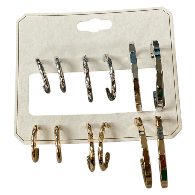 ME21247 MEDIUM MULTI 6 PAIR SET HOOP EARRINGS