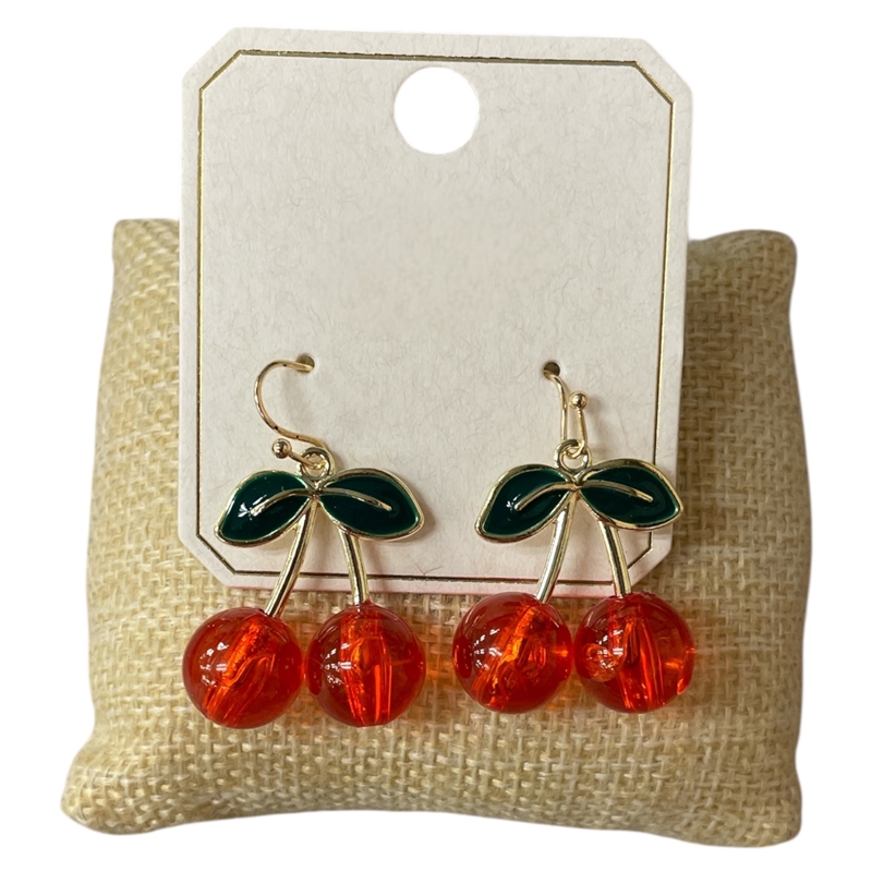 ME21264 ACRYLIC CHERRY  EARRINGS