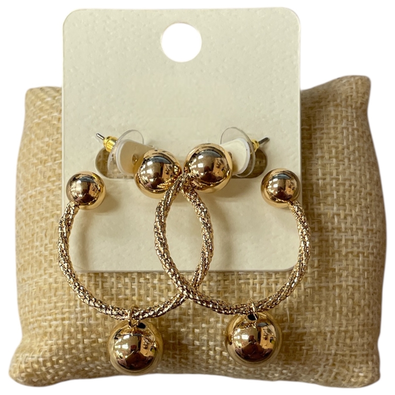 ME21271 BEADED SMALL OPEN HOOP EARRINGS