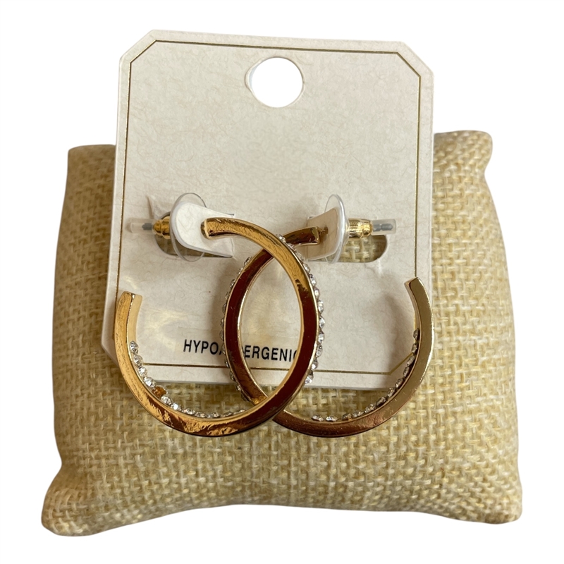 ME21356 SMALL RHINESTONE HOOP EARRINGS