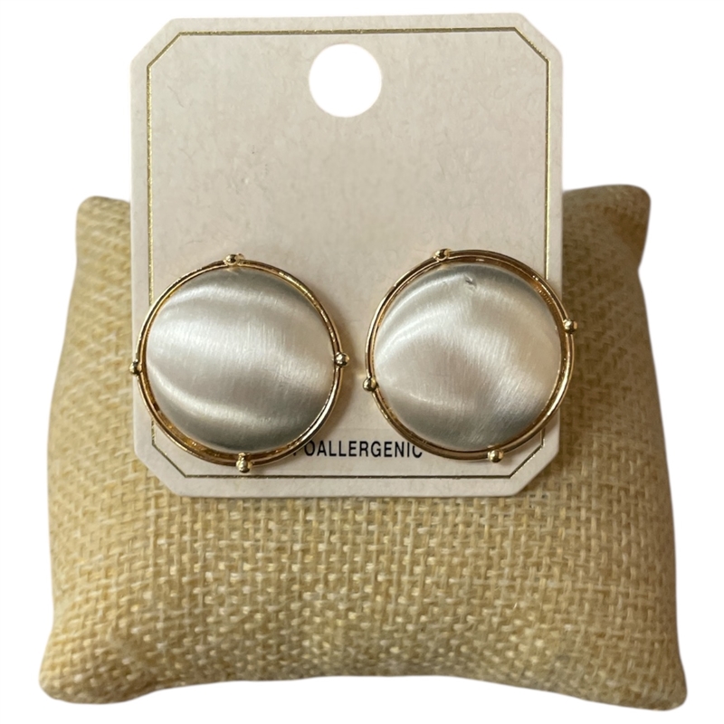 ME21409 TWO TONE CIRCLE STUD EARRINGS