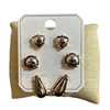 ME21413G SHINY GOLD & SHINY SILVER MULTI STUD 3PC SET EARRINGS