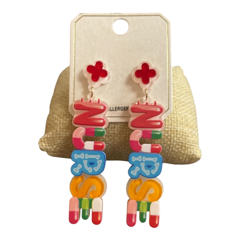 ME21430 MULTI COLOR ACRYLIC NURSE EARRINGS