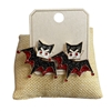 ME21442 RED BLACK BAT EARRINGS