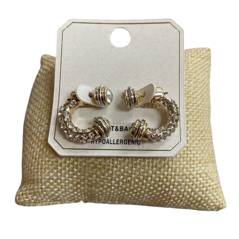 ME2186 RHINESTONE SMALL OPEN HOOP  EARRINGS