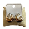 ME21502 SHINY TWO TONE CHUNKY SMALL HOOP STUD EARRING