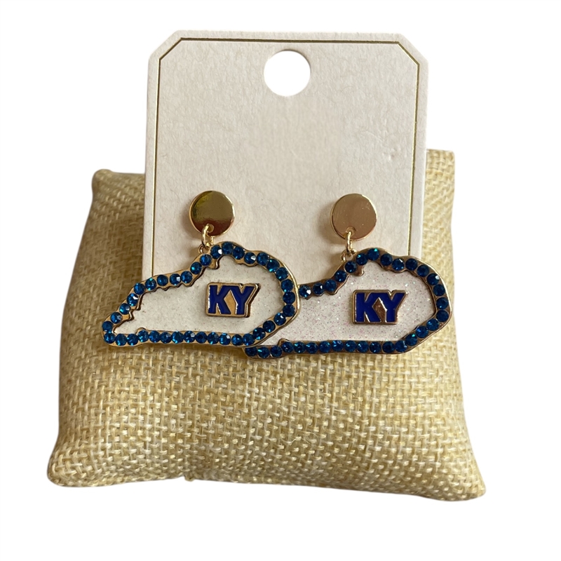 ME21525 KENTUCKY  BLUE WHITE EARRINGS