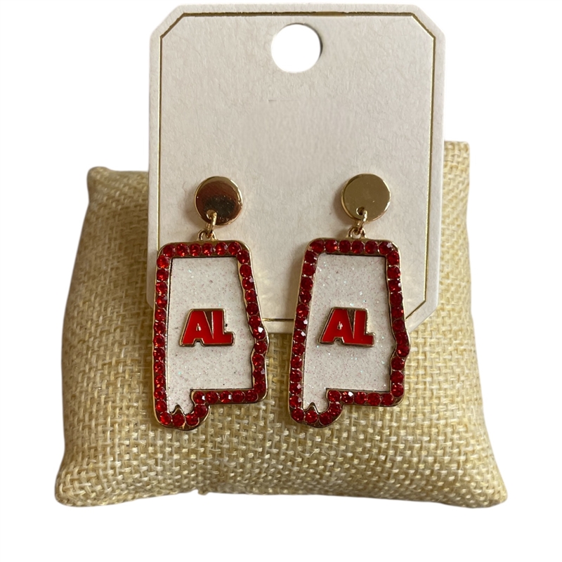 ME21525A   ALABAMA RED WHITE  EARRINGS