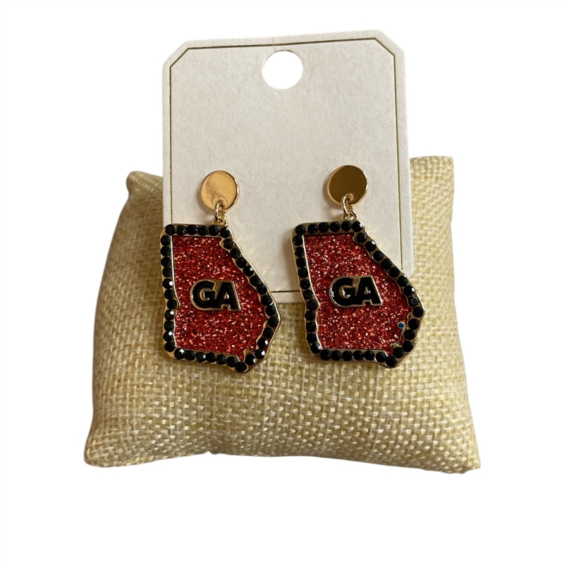 ME21525G GEORGIA BLACK & RED  EARRINGS