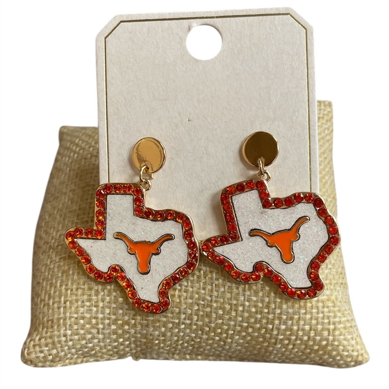 ME21525T  TEXAS ORANGE  WHITE EARRINGS