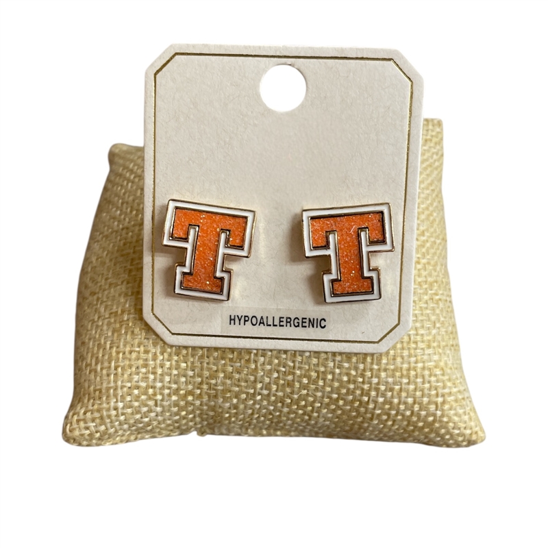 ME21536T   T ORANGE WHITE  EARRINGS