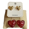 ME21596R  GLITTER RED  HEART DANGLE  EARRINGS