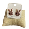 ME21604  RHINESTONE PINK  BUNNY STUD EARRINGS