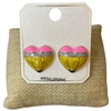 ME21610 HEART SHAPE YELLOW  PENCIL STUD EARRINGS