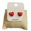 ME21630  SMALL  RED HEART EARRINGS