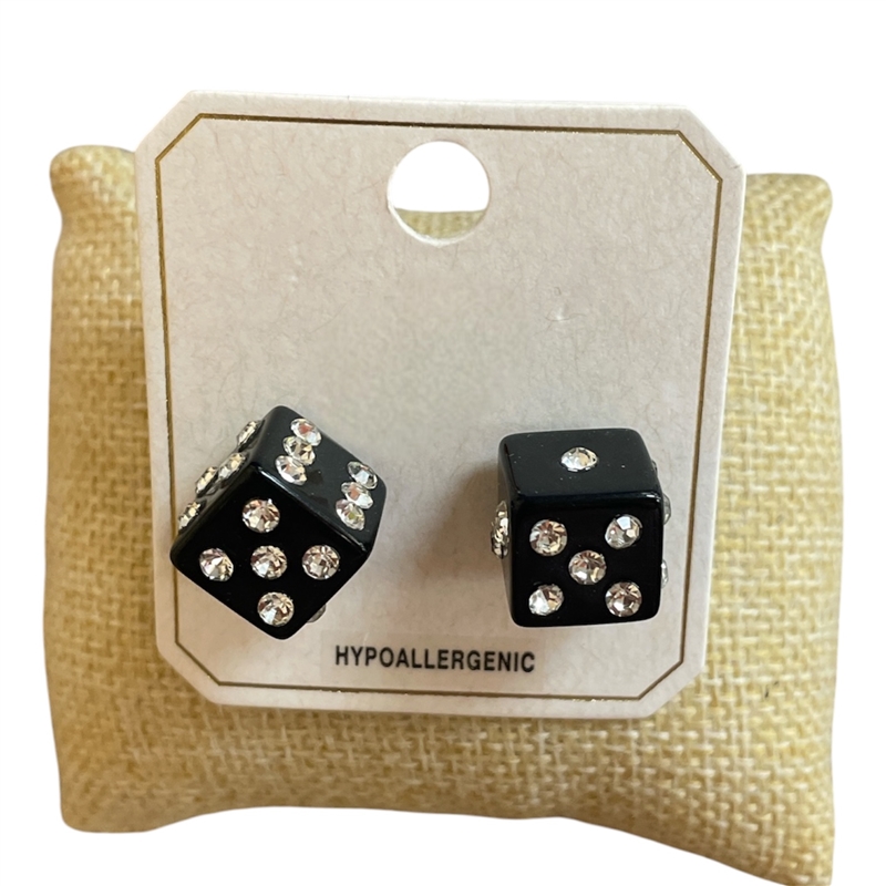 ME21631-1 BLACK DICE STUD EARRINGS