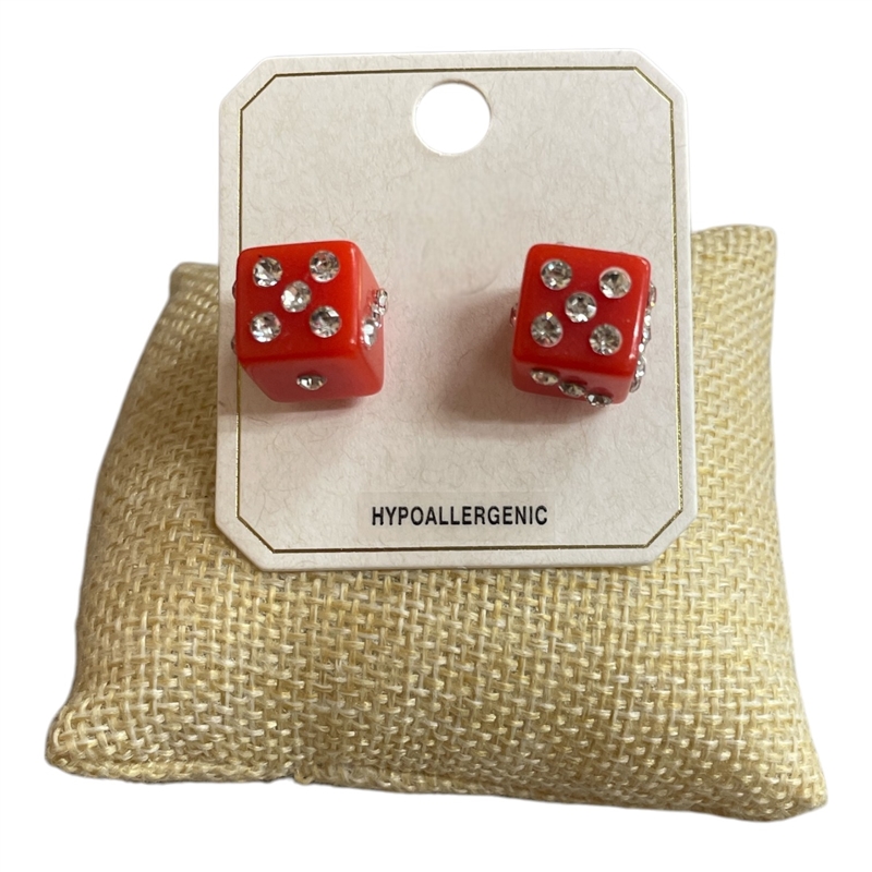 ME21631  RED DICE  EARRINGS