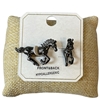 ME21697M GUN METAL FRONT & BACK HORSE STUD EARRINGS