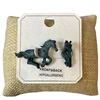 ME21697P PATINA FRONT & BACK HORSE STUD EARRINGS