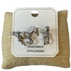 ME21697S SILVER FRONT & BACK HORSE STUD EARRINGS