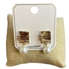 ME21779 HAMMERED PEARL DROP STUD EARRINGS