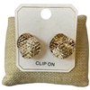 ME21788 GOLD PATTERN WAVED CIRCLE CLIP ON EARRINGS