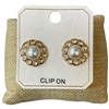 ME21821 GOLD PEARL CENTER CLIP ON EARRINGS