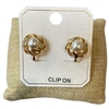 ME21822 PEARL CENTER FLOWER CLIP ON EARRINGS