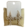 ME21825 PEARL CROSS AND RHINESTONE EARRINGS