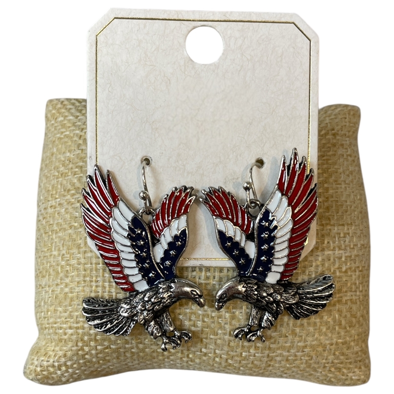 ME21827 ANTIQUE SILVER USA EAGLE EARRINGS