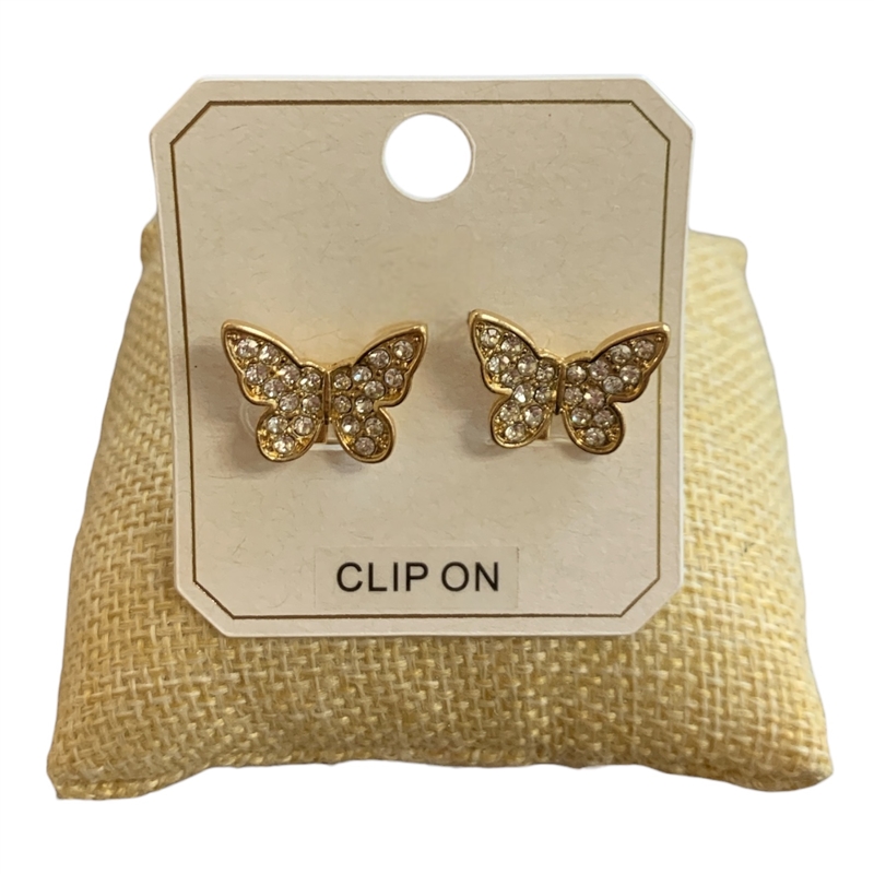 ME21835 BUTTERFLY RHINESTONE CLIP ON EARRINGS