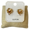 ME21839 SMALL ROSE PEARL CENTER CLIP ON EARRINGS