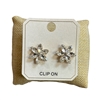 ME21847 FLOWER CRYSTAL CLIP ON EARRINGS
