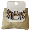 ME21856 GOLD RED WHITE BLUE BOW STUD EARRINGS