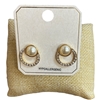 ME21882 ROUND RHINESTONE PEARL IN CENTER STUD EARRINGS