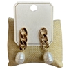 ME21887 CHAIN PEARL DROP STUD EARRINGS
