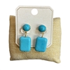 ME21896 TURQUOISE SQUARE GOLD CLIP ON EARRINGS