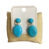ME21898 TURQUOISE OVAL GOLD CLIP ON EARRINGS