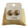 ME21908 TWO TONE HAMMERED CLIP ON EARRINGS