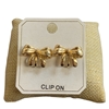 ME21914 HAMMERED BOW CLIP ON EARRINGS