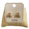 ME21915 LADYBUG RHINESTONE CLIP ON EARRINGS